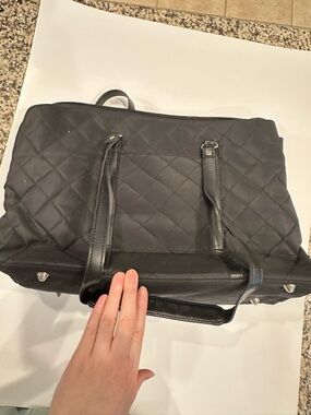 Quilted Black Tote Bag with Double Handles